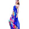 Asciugamano da Spiaggia Oversize in Chiffon Primavera e Autunno Donna Protezione Solare Sciarpa Floreale con Motivo Broccato Sciarpa Lunga