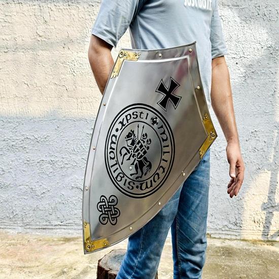 71,12 cm scut medieval cavaler templier Scut de încălzire Scut de oțel calibrul 18