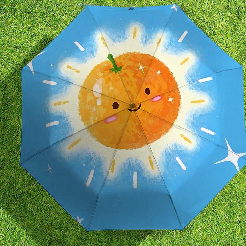 Shiny Orange Sun Umbrella: Automatic Opening & Closing, Outdoor Protection, Travel Accessory, Lightweight & Durable 091