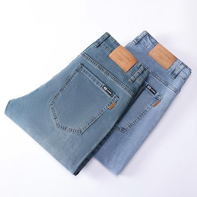 Jeans Men's Middle-aged and Young Business Straight Loose Spring and Summer Youth Trousers Ice Silk Men's Pants
