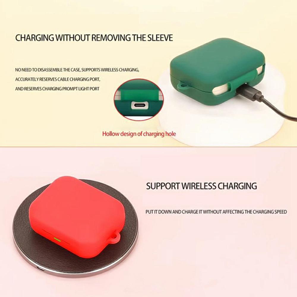 For Realme Buds Air 7 Silicone Case Wireless Earphone Protective Cover with Buckle,Cleaning Brush