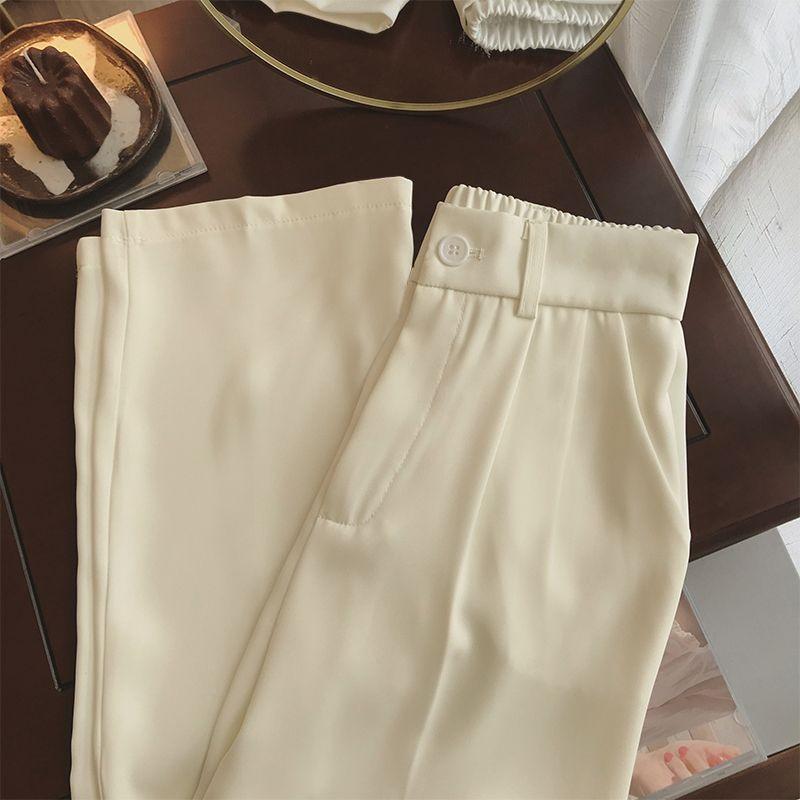 

Versatile High-Waisted Women s Lightweight Wide-Leg Pants for Spring/Summer 2026 Apricot Short Elastic Waist 95cm