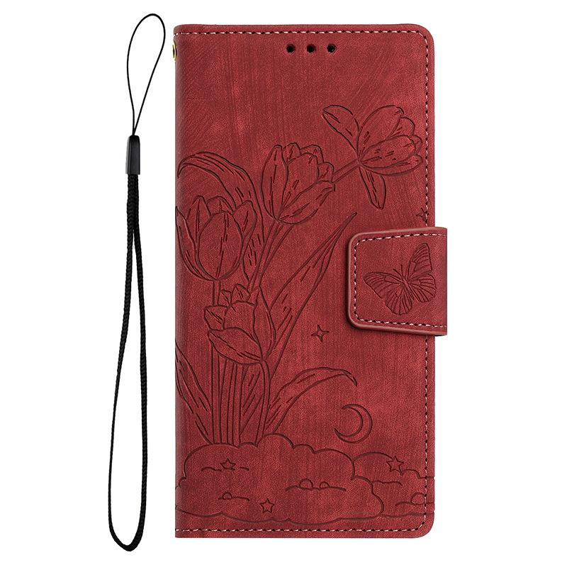 Applicable GalaxyS25EdgeS24FE23 Anti-drop Embossed Mobile Phone Leather Case Samsung S26ULTRA Wallet Protection