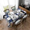 Modern Abstract Navy Blue Black Geometric Rectangle Tablecloth Reusable Kitchen Dining Party Tabletop Decor
