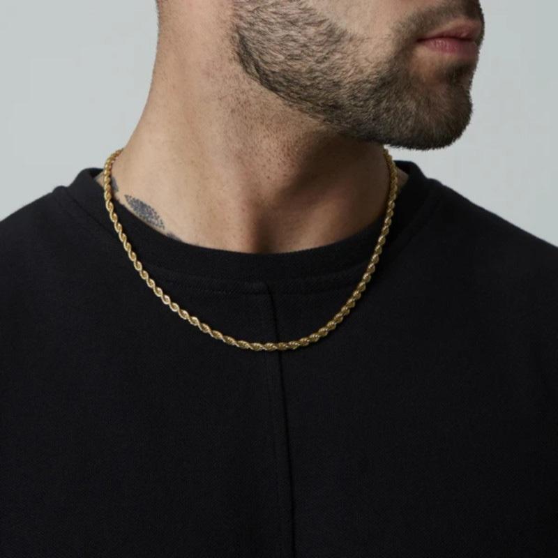 Vnox Dropshipping Rope Chain Necklaces for Men Women, Twisted Sigapore Links Choker, Basic Casual Rock Stainless Steel Collar