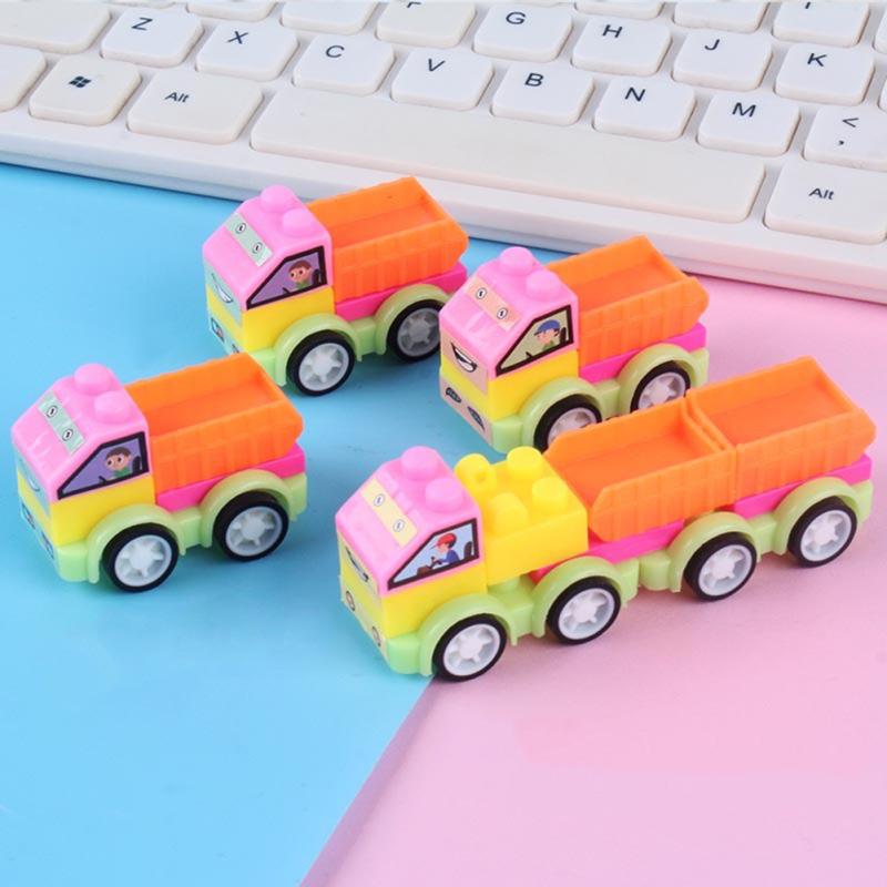 Colorful Assembled  Pull  Back  Car Cute Style Mini Frictional Sliding Trolley Toy Educational Gifts