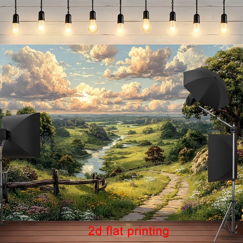 2D plane, 1 piece of rural-style countryside field background, suitable for rural portrait photography