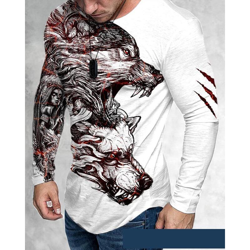 

2024 мужская футболка с длинными рукавами с 3D-цифровой печатью, мужская внешняя торговля, европейский и американский уличный стиль, 100% полиэфирное волокно 6XL