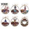 Festive Party Decor Supplies Ocean Themed Christmas Ornaments, Lighthouse/Wreath/Santa Claus/Xmas Tree/Snowman/Deer Hanging Tree Ornaments for