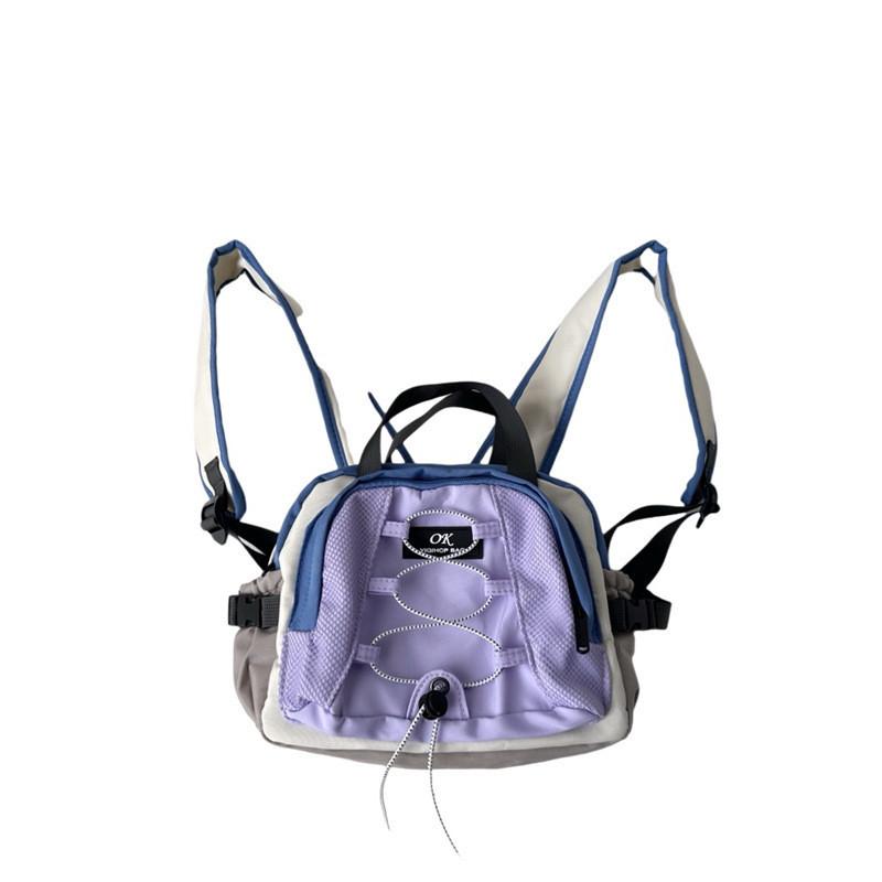 Trendy Color-block Canvas Backpack For Boys And Girls Ages 3-6 Years