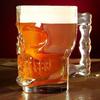 Italian Premium Glass Skull Beer Mug for Home , Bar ( CLEAR , 520ML , 2 Pieces )
