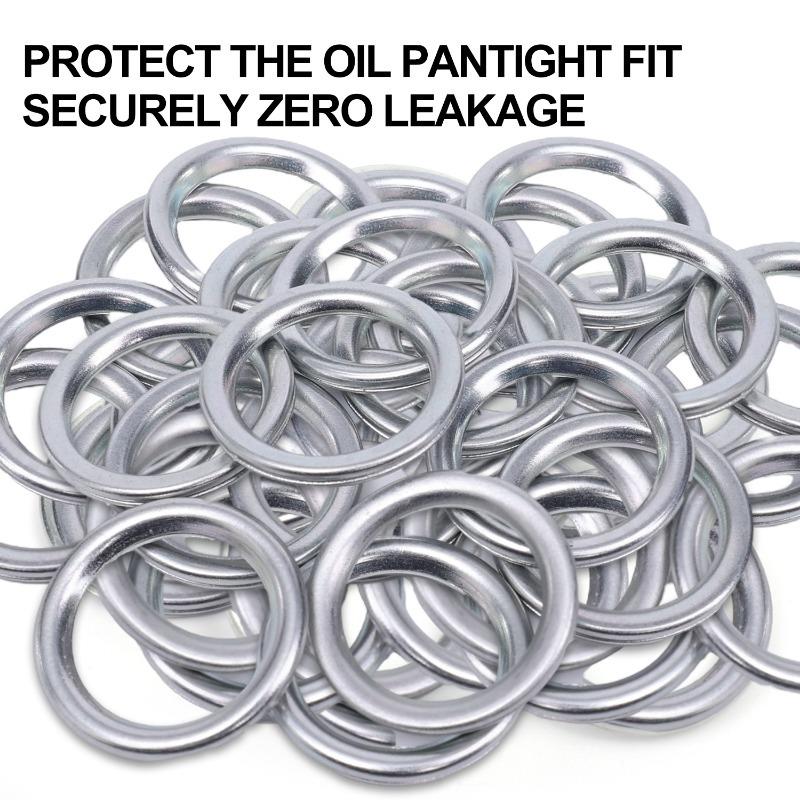 100-10pcs Car Oil Pan Drain Gasket Drainage Bolt Pad Oil Drain Plug Gasket Replaceable Accessories for Hyundai Volvo Mitsubishi