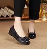 Shallow Wedge Heel Single Shoes Women's 2025 New Autumn Wedge Heel Black Soft Sole Soft Leather One Pedal Middle-aged Mother Leather Shoes