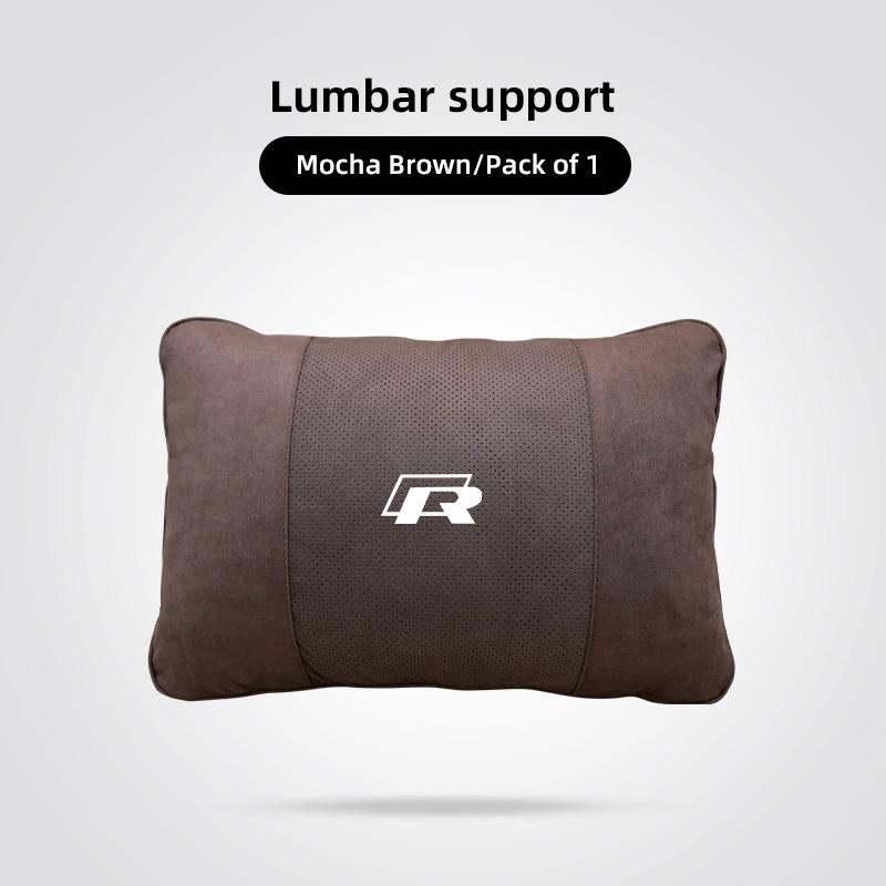 Car Suede Headrest Seat Neck Pillow Head Support For VW Tiguan Arteon Taigo Caddy CC e-up Golf Polo Passat Jetta Amarok Hub Cap