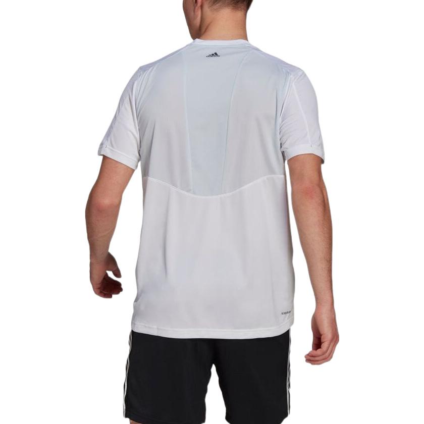 adidas T Shirts Men's White Crew Neck Moderate Straight Fit GM8348