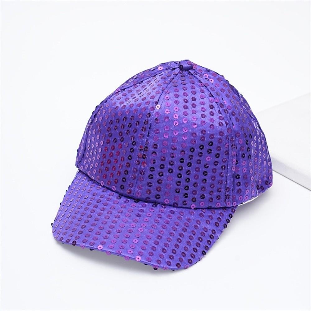 Shiny Sun Cap Brilliant Glitter Peaked Cap Simple Sequins Baseball Cap  Decorated