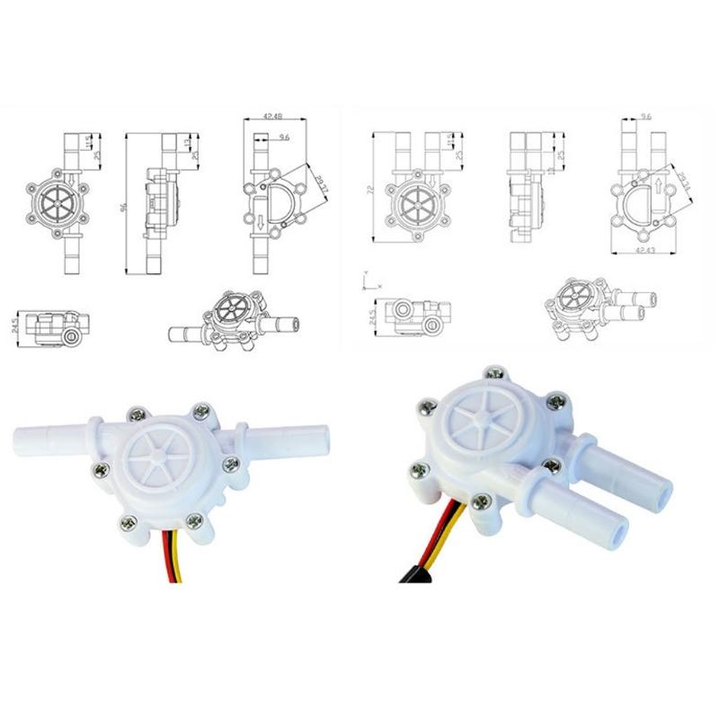 0.2-8L/min Water Hall Effect Flow Sensor Meter 1/4 Quick Connect Flow Meter Flowmeter Counter for Coffee Machine Plastic