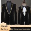 Men's Slim Fit Velour Black Stage Performance Suit Jacket