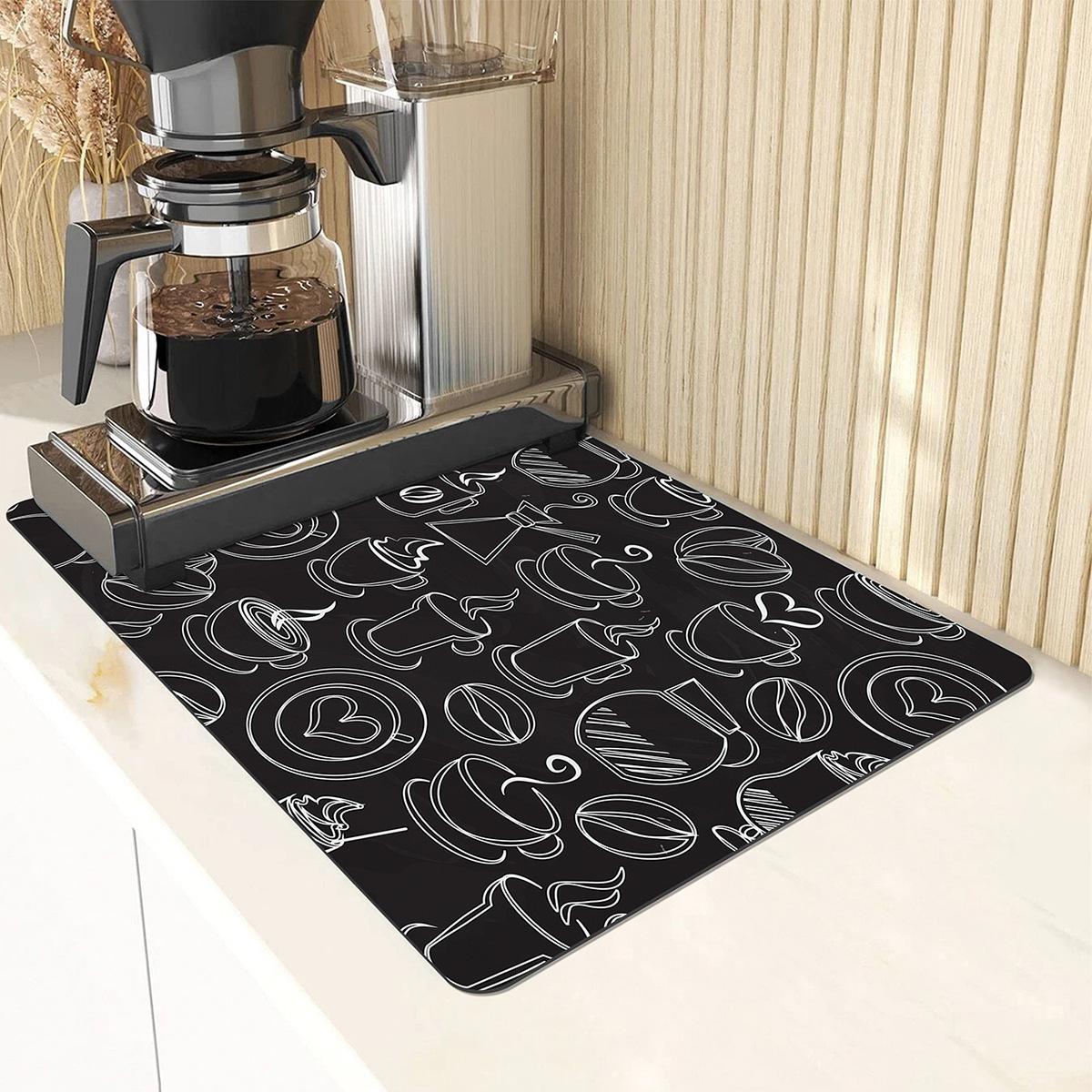 

Line Print Coffee Machine Drain Mat Kitchen Bowls Plate Non-slip Pads Tabletop Decoration Insulation Mats Multiple Sizes 20x30cm-mud