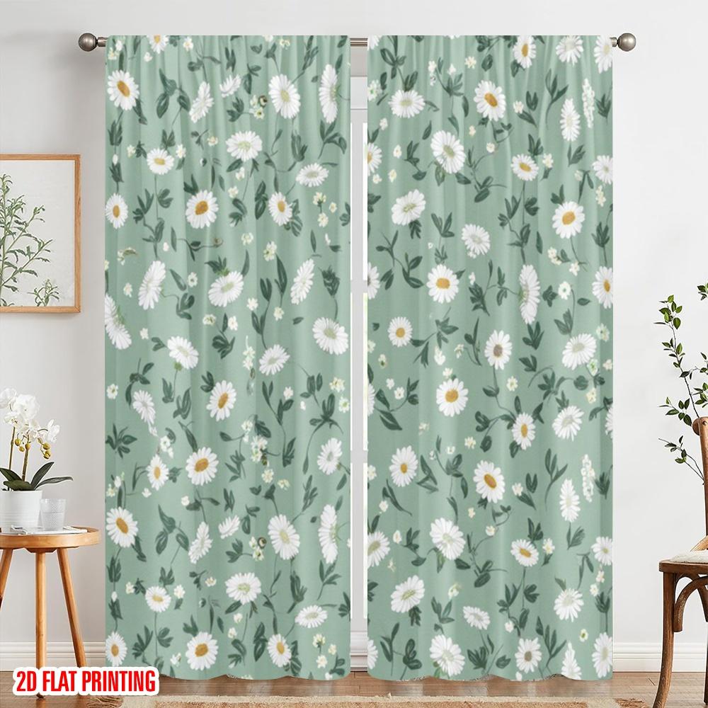2pcs,2D plane printing Pattern Curtains Floral Harmony Versatile Durable Polyester (without rod) Gifts Ldeal for Kitchen Living