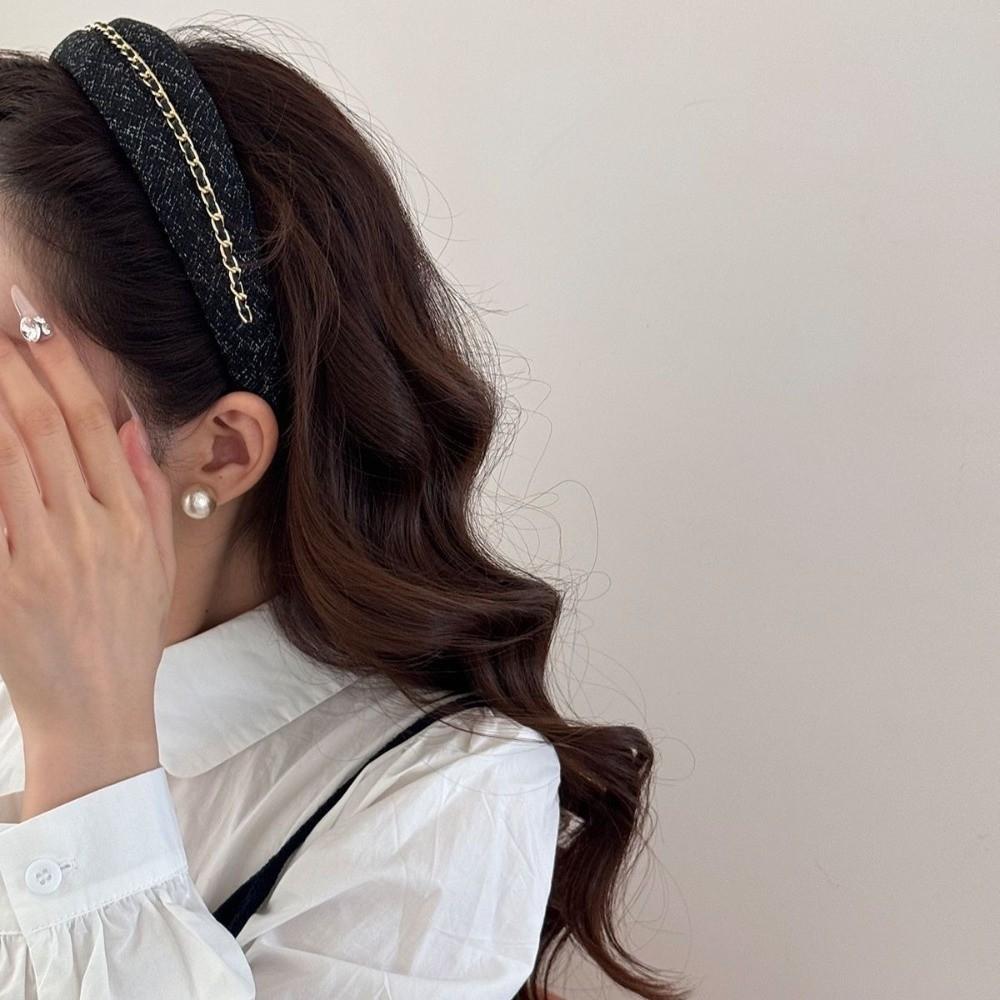 Wide-Brimmed Headbands for Women Non Slip Hair Band Cute Chain Hairbands for Skin Treatment