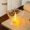 Transparent Plastic Box Crown LED Tea Light, Flameless Faux Crystal Candle Night Vintage Home Decor Romantic Wedding Party Decor, Creative Gift