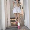 Women's High Waist A-Line Mini Skirt Solid Color Tiered Puffy Balloon Skirt Casual