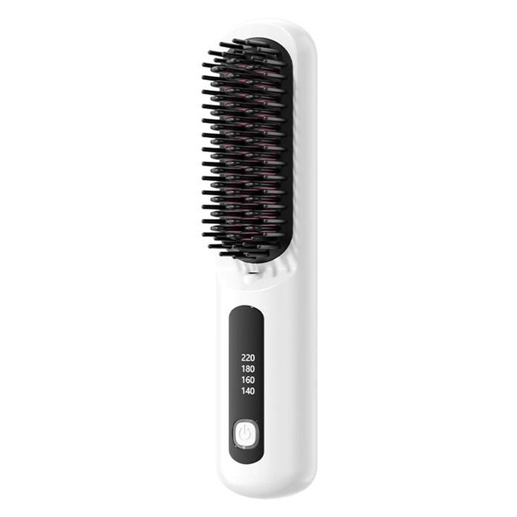 2 In 1 Mini Hair Straightener Brush Fast Heating Anti-Scald Cordless Straightener Brush Hair Flat Iron Curler Girl Combing Hair