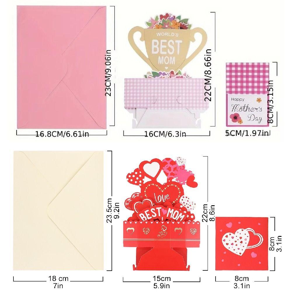 Romantic 3D Award Cup Greeting Cards with Envelope Stereo Love Postcard  Festival Decoration