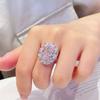 Big Oval Pink Zircon Cute Egg Shape Stone Rings For Women CopperColor Promise Engagement Wedding Bands Bridal Jewelry Girl Gift
