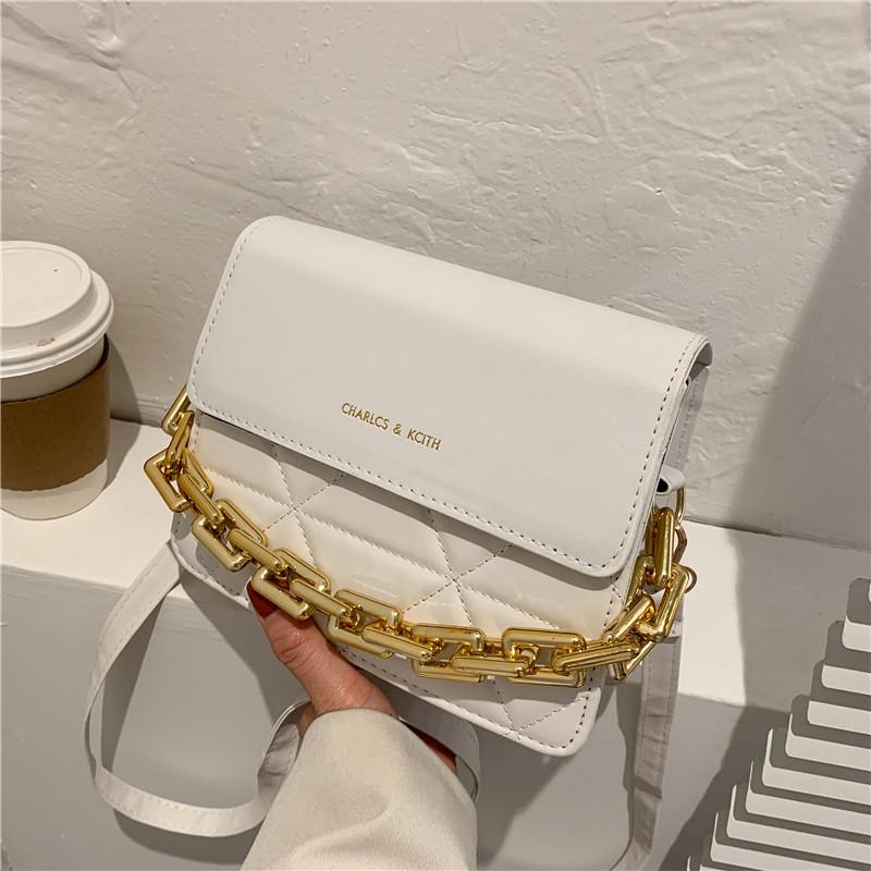 

Популярная маленькая сумка с ромбовидной цепочкой, женская, весенняя, новая модная, вышитая нитью, широкая сумка через плечо, сумка через плечо белый