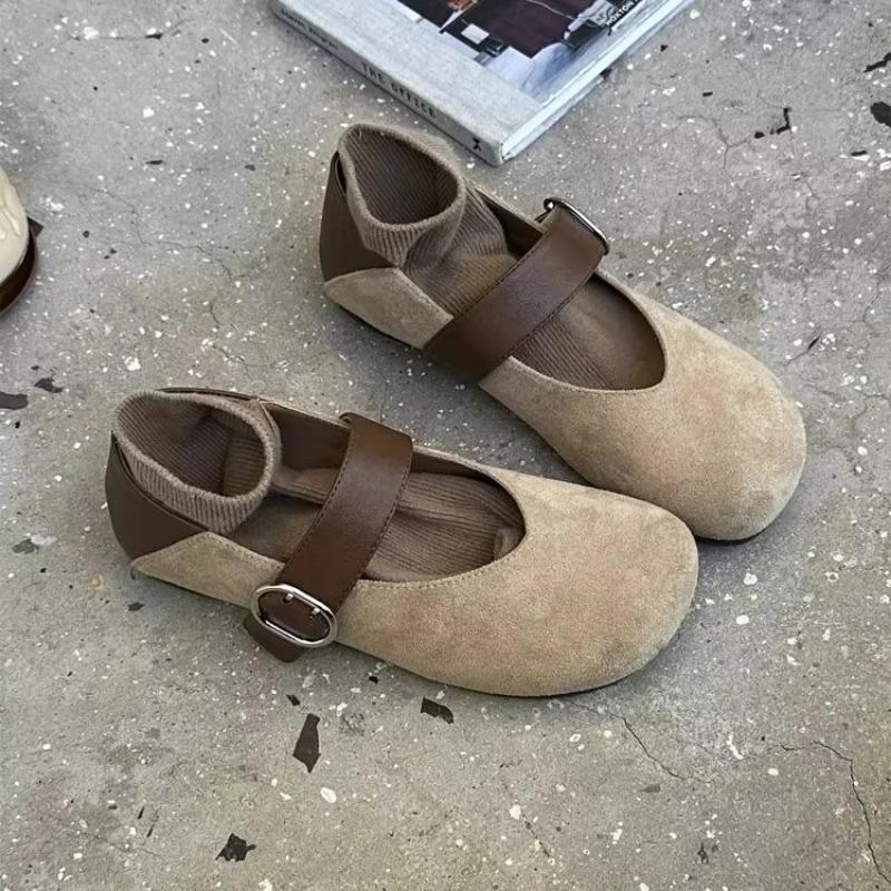 Retro versatile one-word with shallow mouth Mary Jane women's shoes, new one-pedal flat-soled comfortable ballet shoes