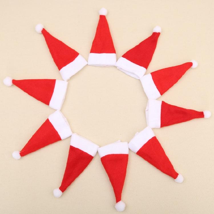 30pcs Mini Santa Hats Home Christmas Decor Lollipop Candy Cover Cup Bottle Cover