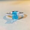 S925 Sterling Silver Pink Radiant Cut Flower Ring for Women - Cute, Sweet, INS Style.
