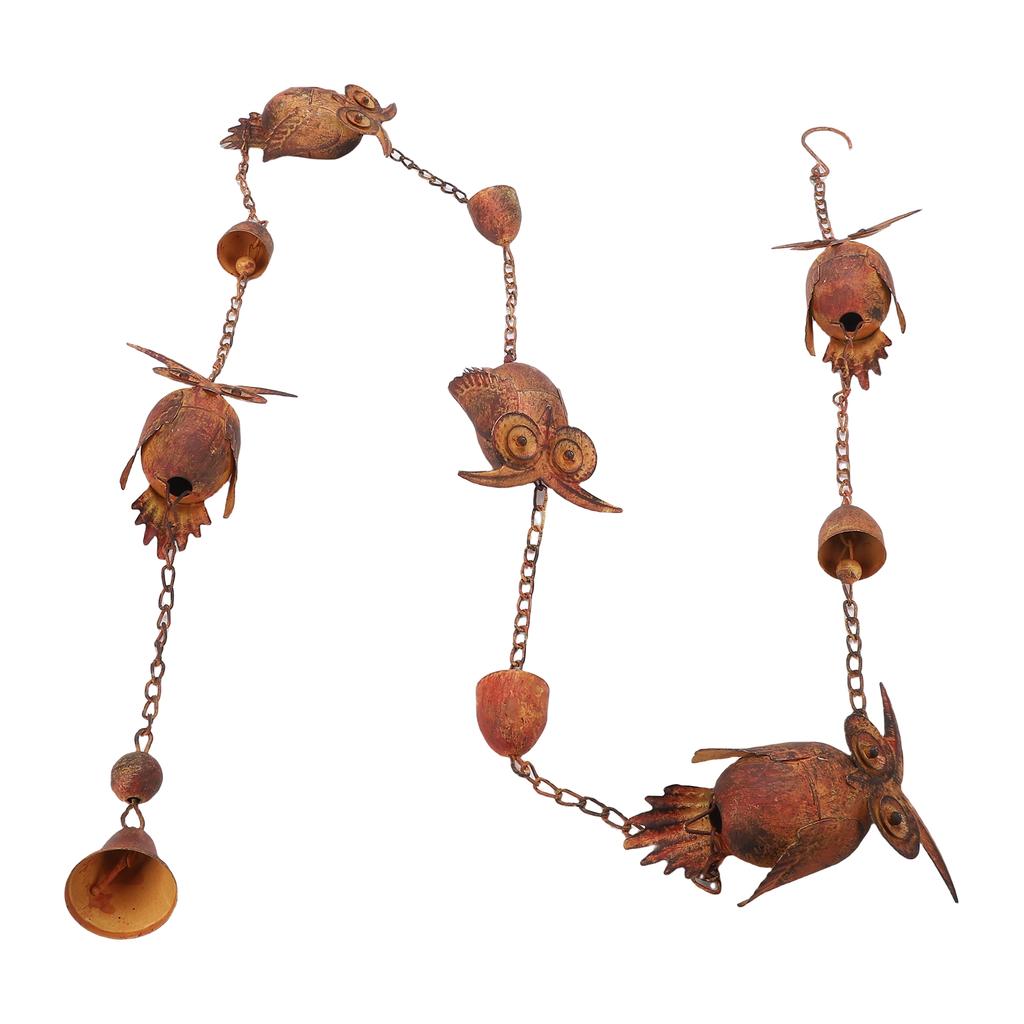 Owl Rain Chain Bronze Metal Adjustable Rain Catcher Chain with Bell for Garden Decoration Eave Device