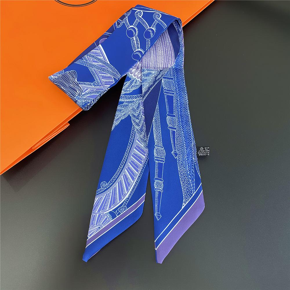 

2024 Long Scarf for Women Narrow Ribbon Headband Female Neckerchief Handle Bag Band Bandana Hair Tie Accessories One Size