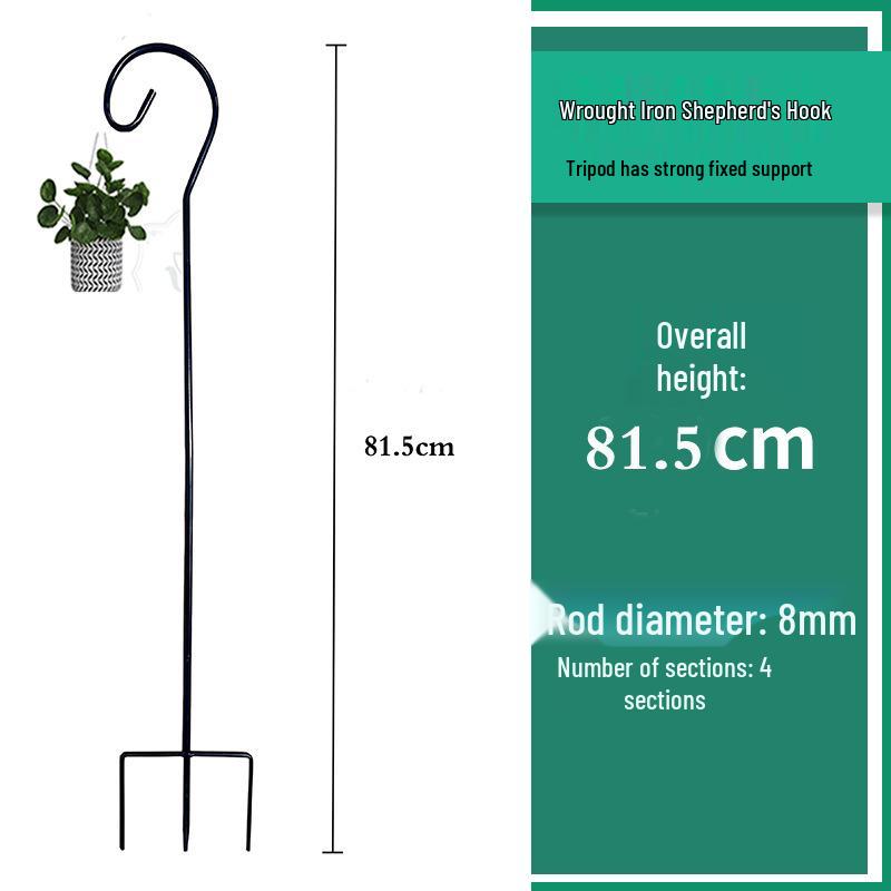 Outdoor Wrought Iron Shepherd's Hook for Garden, Courtyard, or Balcony Lighting