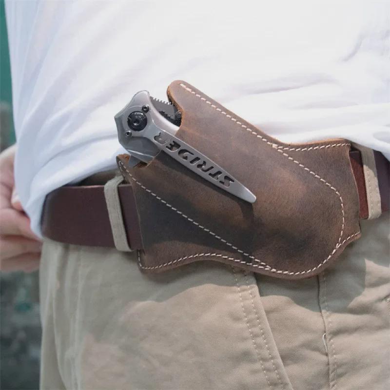 EDC Taktisches Outdoor-Überlebenswerkzeugset: Klappmesser, Scheide und Gürteltasche