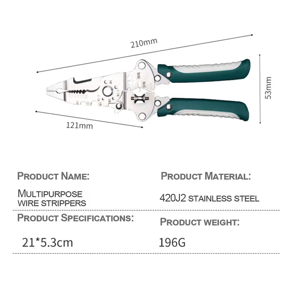 Multifunctional folding electrician wire stripping and cutting pliers, wiring pliers, wire splitting and crimping pliers