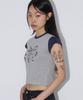 CHICKS Ribbon Kitsch Color Block Cap Sleeve Tee Melange