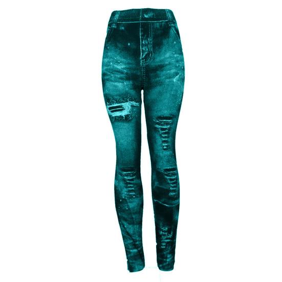 Scelta della moda Donna Jeans imitazione elasticizzati Leggings in denim Pantaloni skinny a vita alta