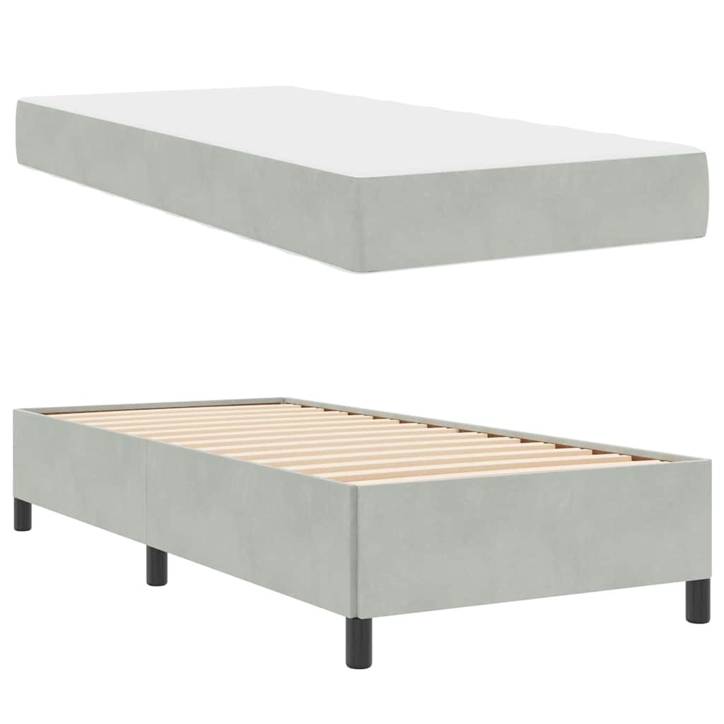 Bed Frame with Mattress Light Grey 90 x 200 cm Fabric