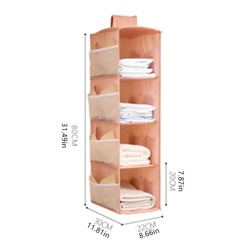 

Нетканый моющийся шкаф, многослойный складной подвесной бюстгальтер, сумка для хранения нижнего белья, носков, органайзер для хранения одежды, подвесная сумка 4 layer розовый