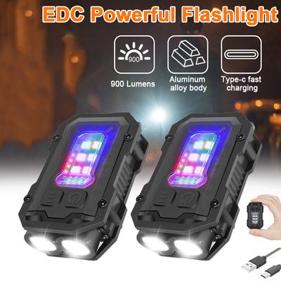 3 sztuki Super jasne, mocne latarki kieszonkowe LED wielofunkcyjne magnetyczne COB LED EDC Mini brelok latarka akumulatorowa