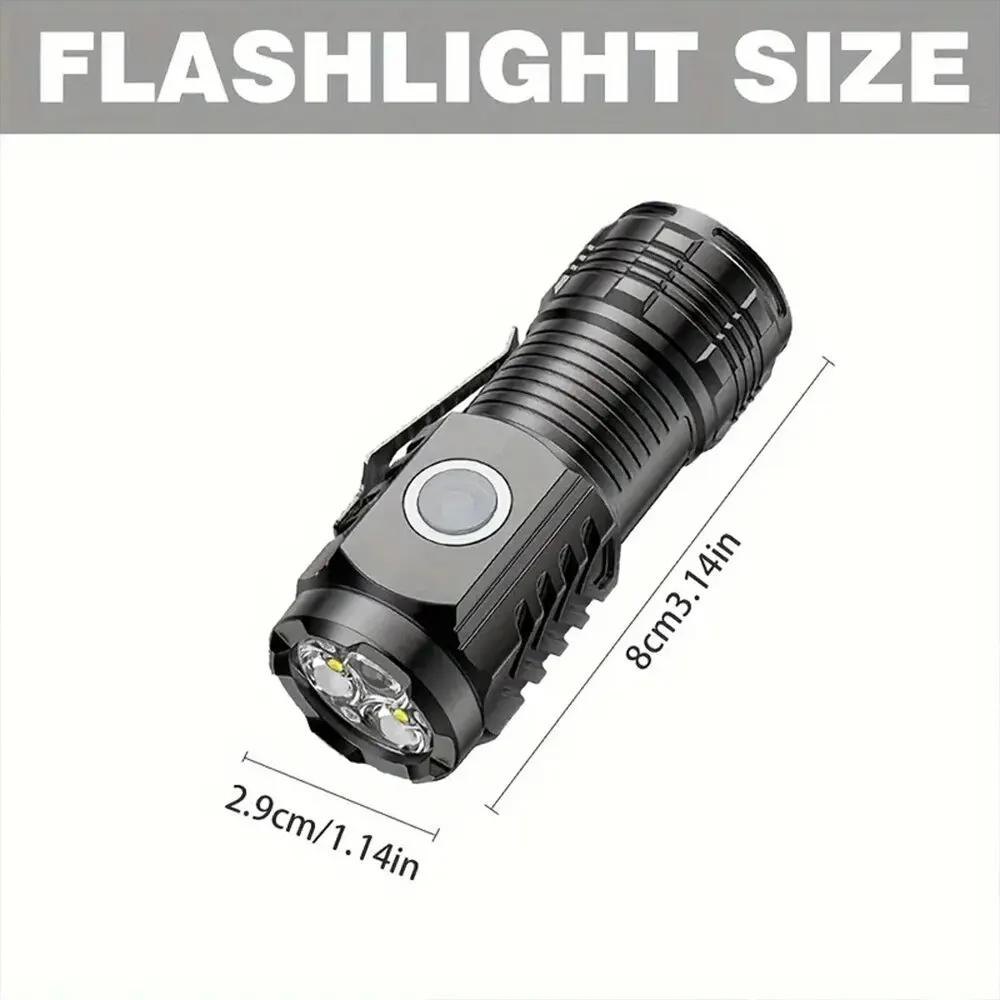 2000LM LED Super Bright Flashlight Portable Mini Burst Torch Rechargeable Outdoor Emergency Spotlight with Pen Clip Tail Magnet