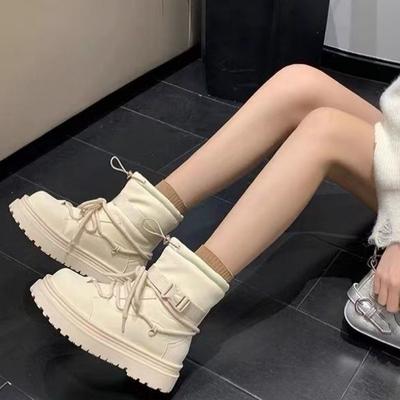 Thick-soled Snow Boots Women's 2024 New Winter Velvet Thickened Northeast Large Cotton Shoes Waterproof and Non-slip Martin Short Boots