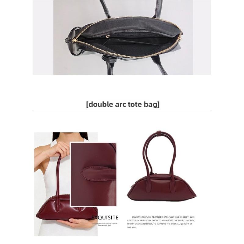 New double-arc shoulder tote bag women's high-value Boston bowling bag commuter versatile hand-held underarm bag