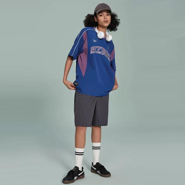 Reebok Color Block Short Sleeve T-Shirt Unisex Tops Navy-Blue 24SRC413UGB8