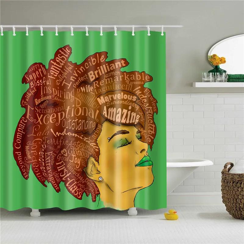 African Shower Curtain Different Types of Africa American Women Beauty Sexy Prints Fabric Polyester Bathroom Curtains with Hooks