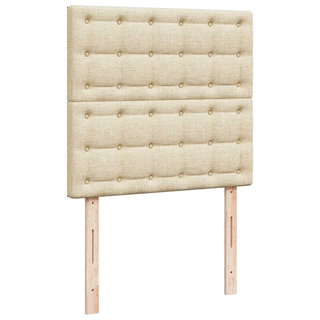Ottoman Bed with Mattresses & LEDs Cream 180x200 Cm Fabric